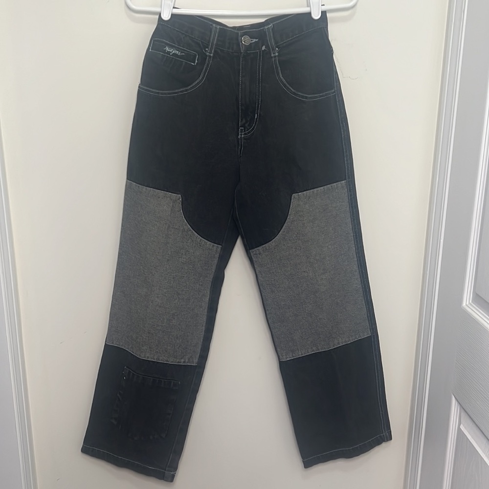 Ecko Jeans Vintage Patchwork High Waisted Straight Leg Jeans Size 12